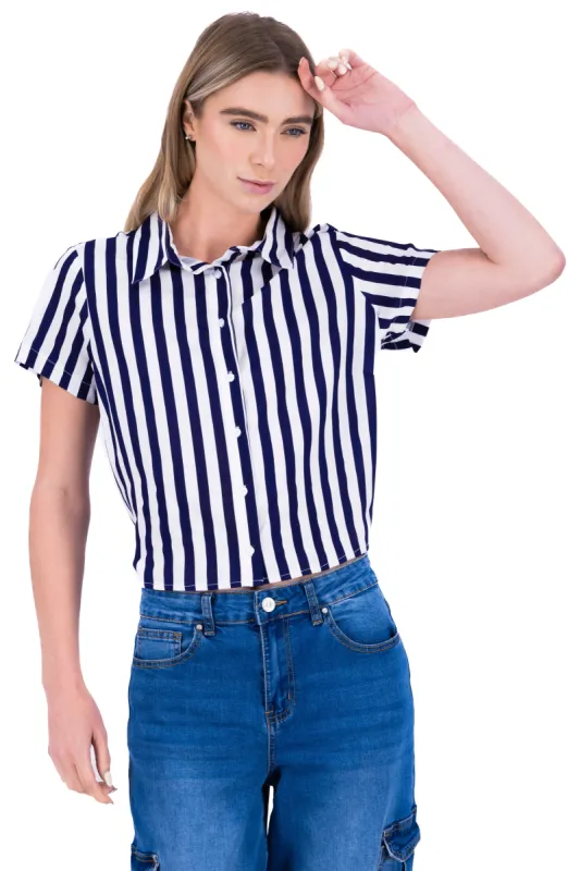 Camisa crop rayas nudo sold by Shasa