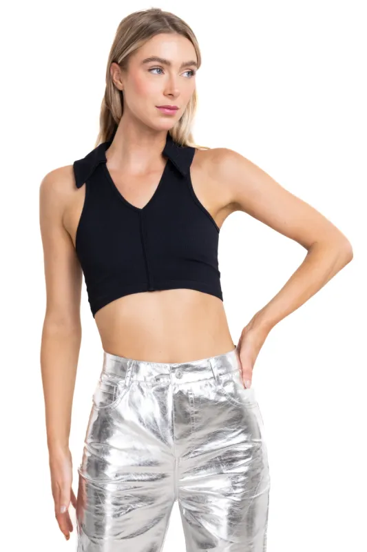 Top crop seamless cuello polo sold by Shasa