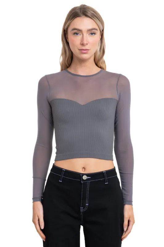 Top acanalado manga mesh sold by Shasa