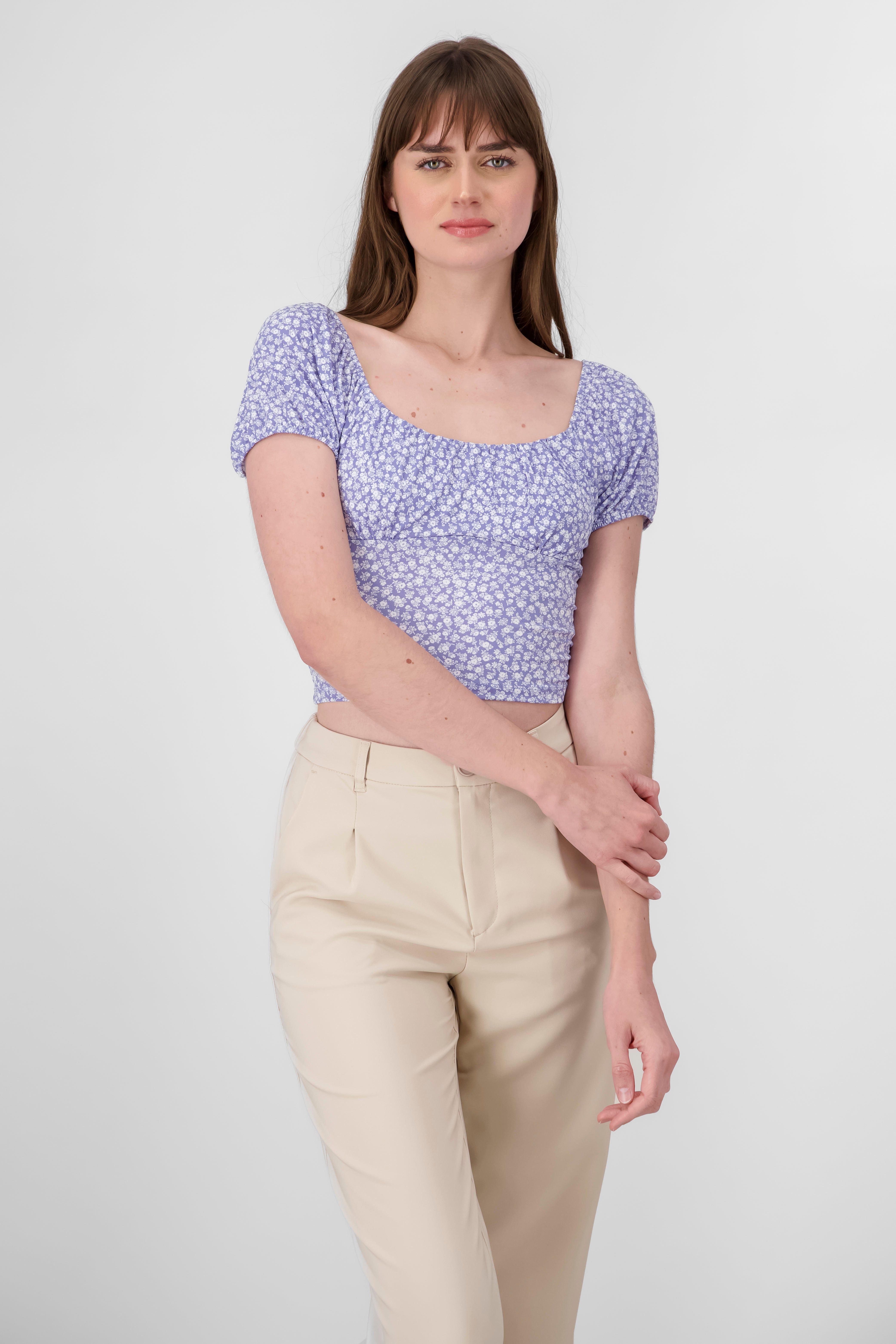 Top corto manga abullonada flores sold by Shasa product image thumbnail 2