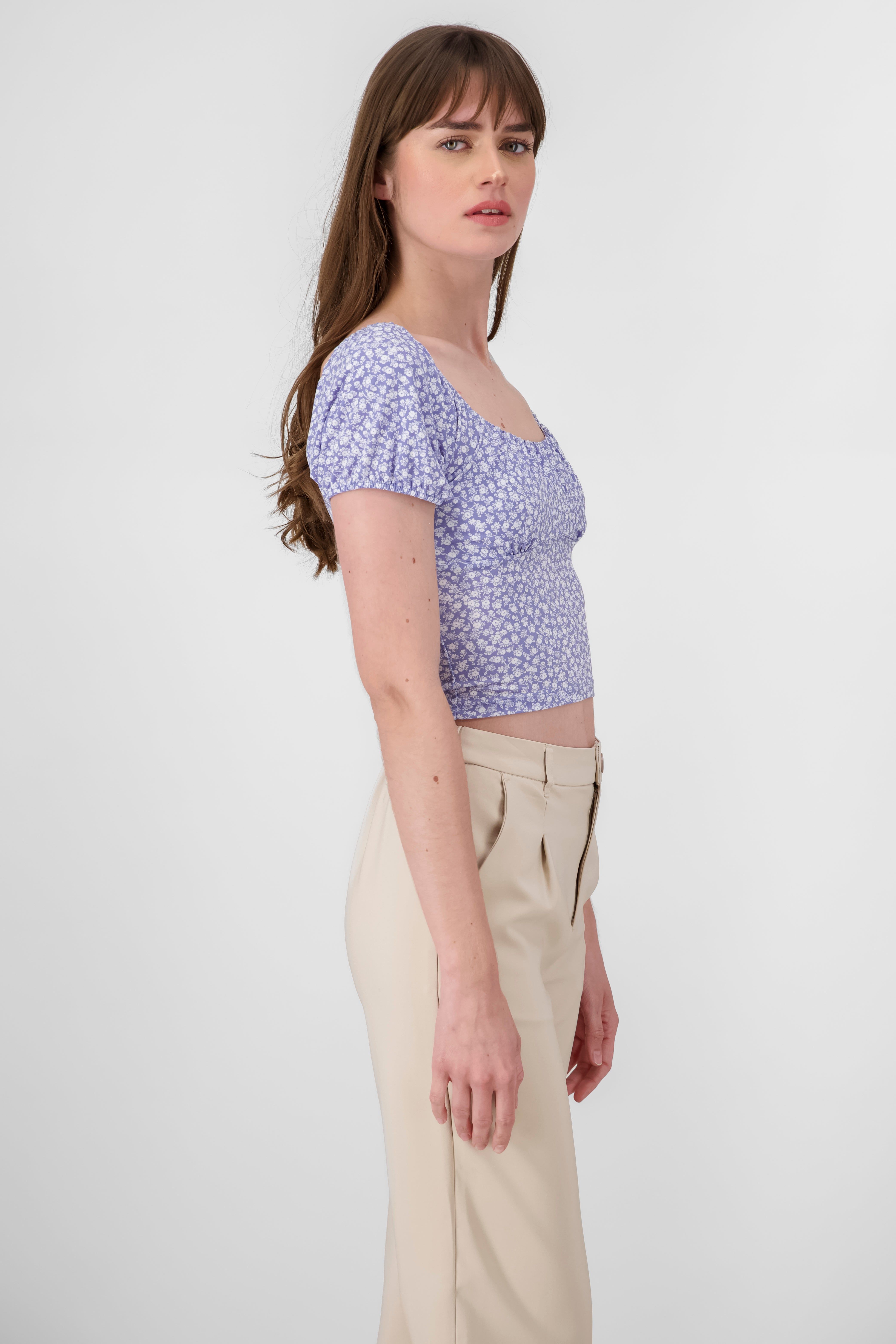 Top corto manga abullonada flores sold by Shasa product image thumbnail 3