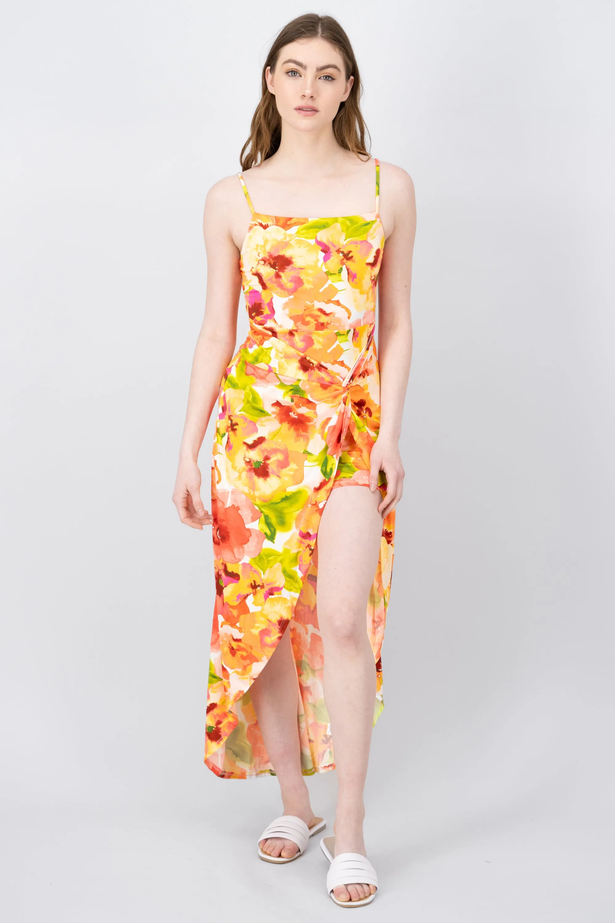 Vestido maxi estampado con abertura sold by Shasa