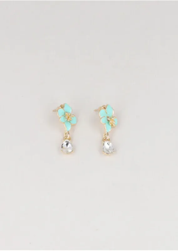 Aretes Flor Colgante Brillo sold by Shasa