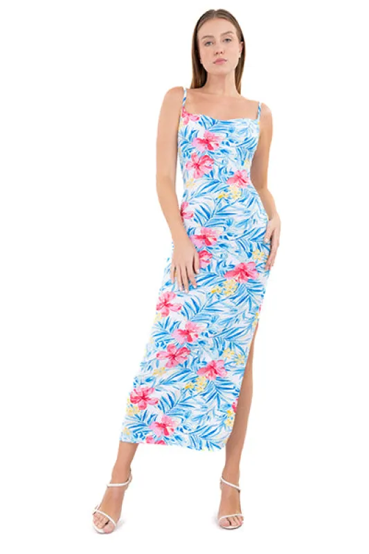 Vestido maxi tropical tirantes delgados sold by Shasa