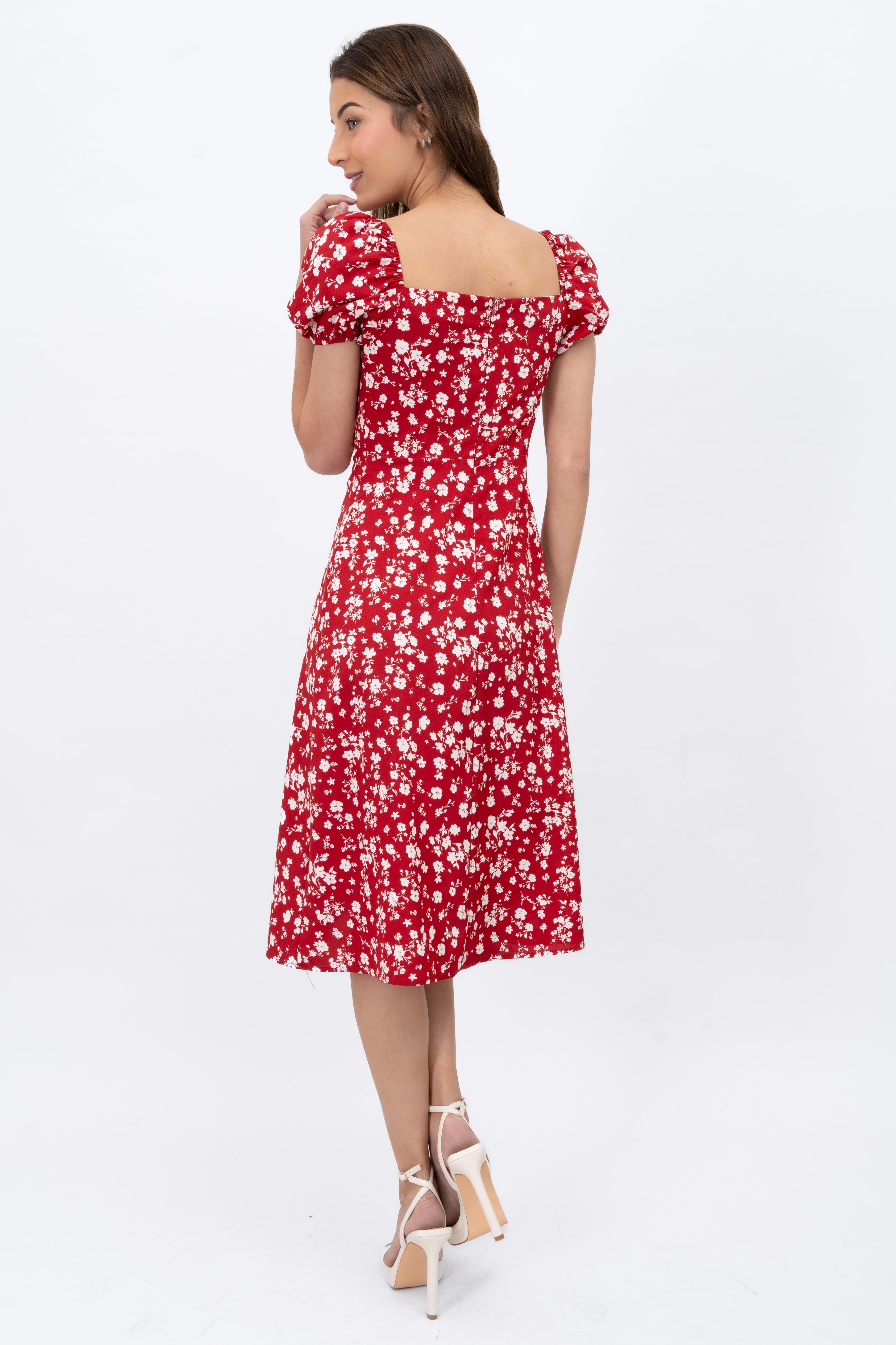 Vestido midi manga abullonada flores sold by Shasa product image thumbnail 4