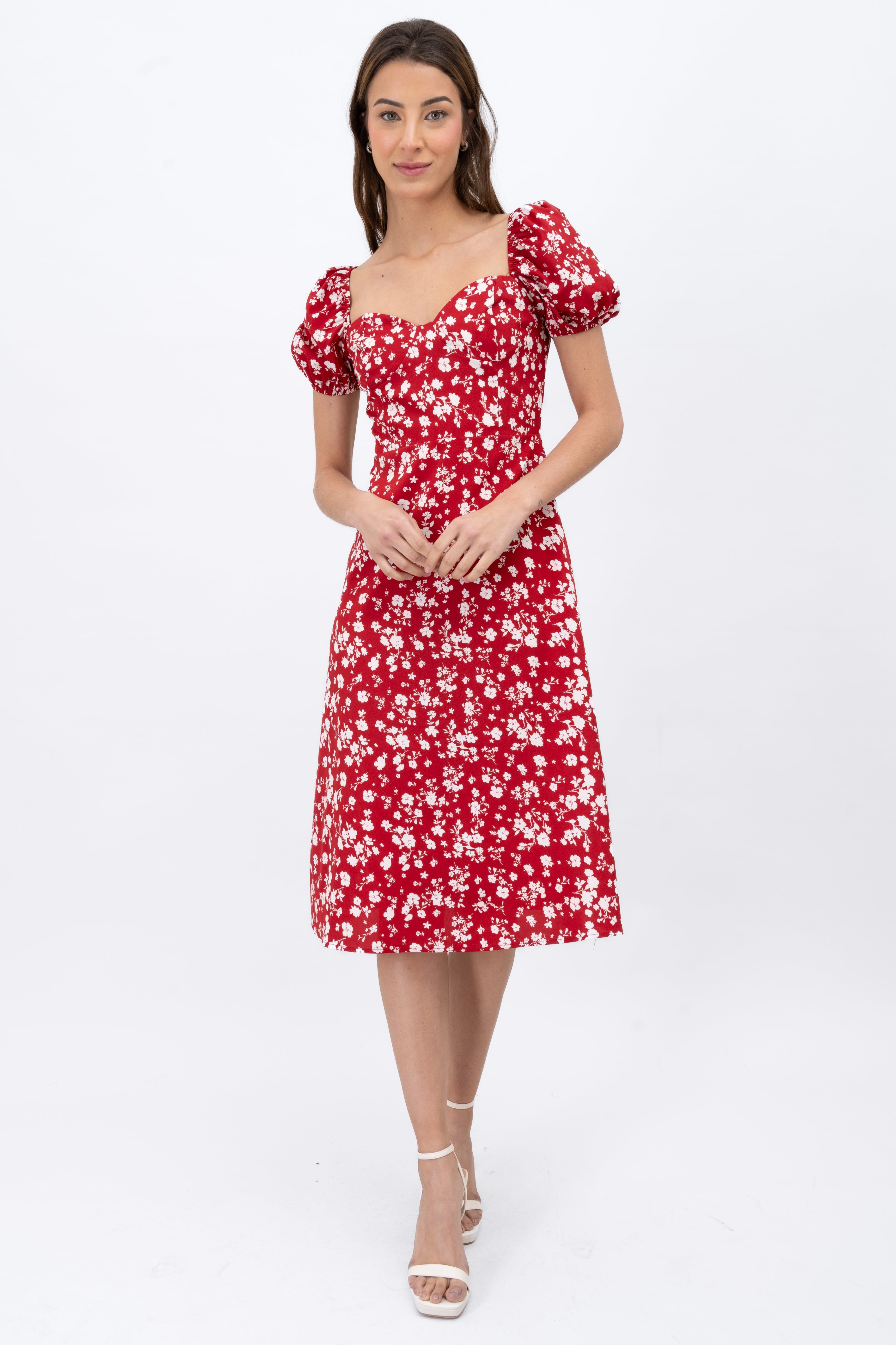 Vestido midi manga abullonada flores sold by Shasa product image thumbnail 2