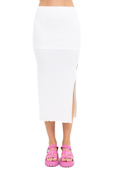 Falda midi acanalada abertura sold by Shasa