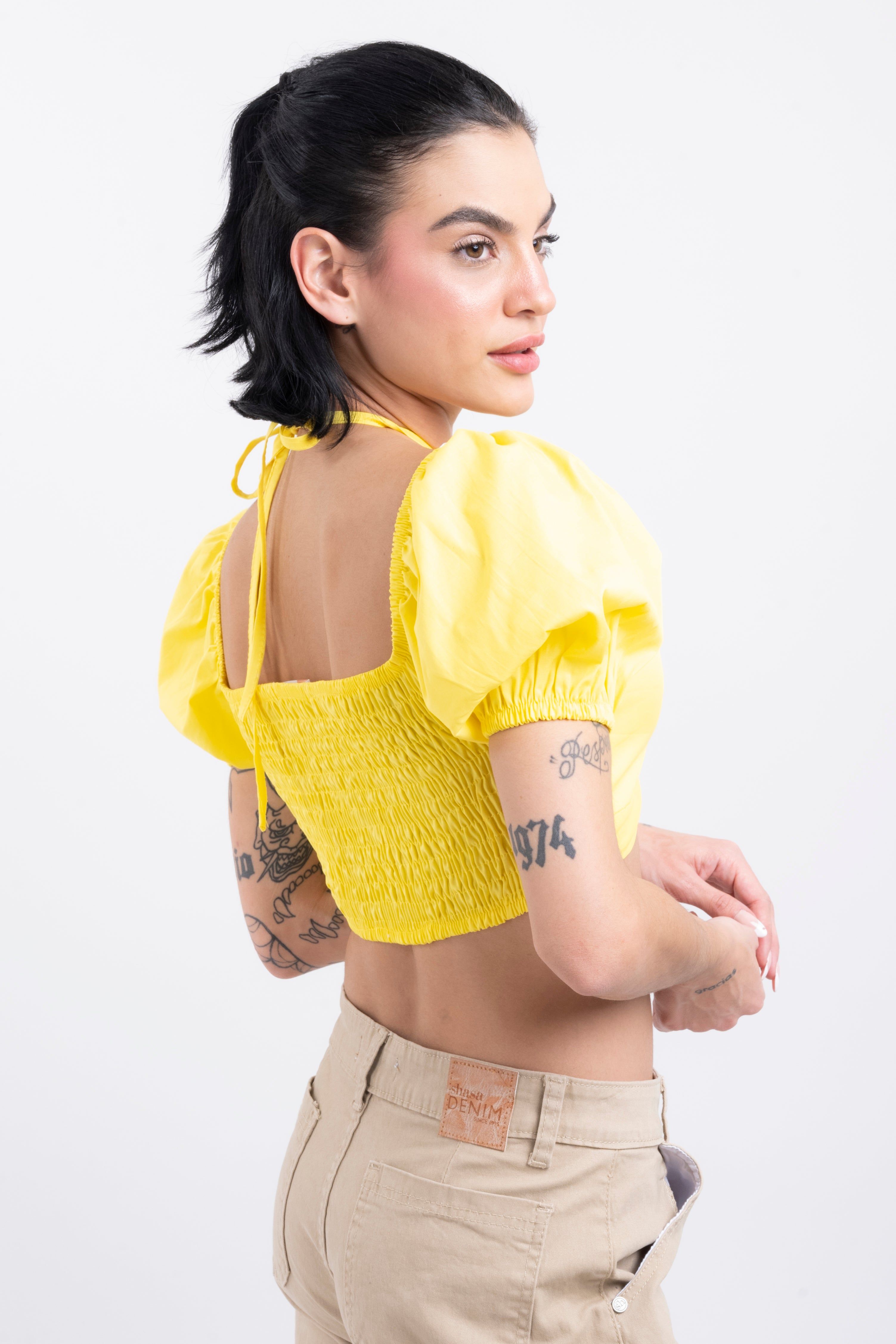 Crop Top Halter Manga Corta Globo sold by Shasa product image thumbnail 3