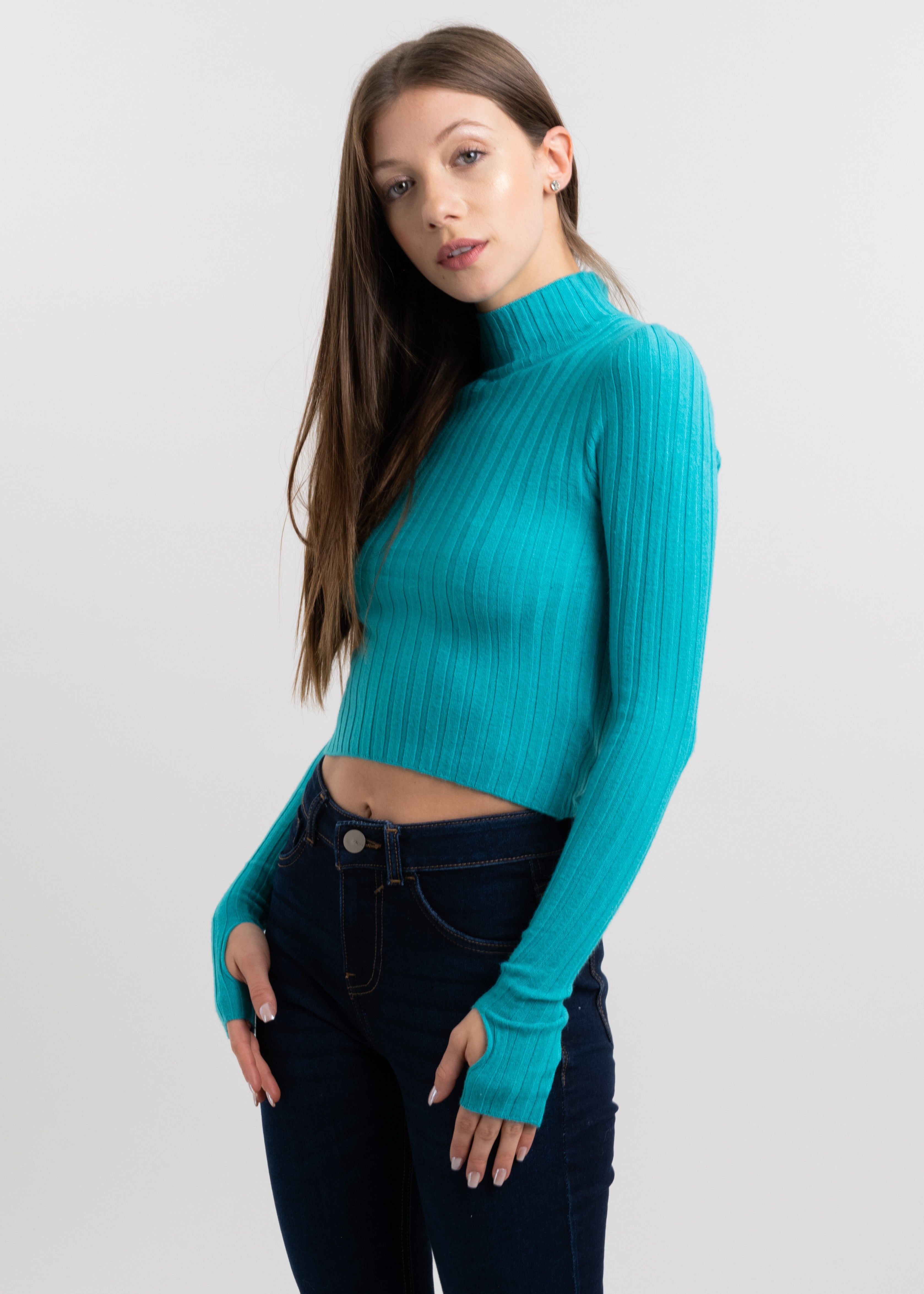 Suéter crop acanalado sold by Shasa