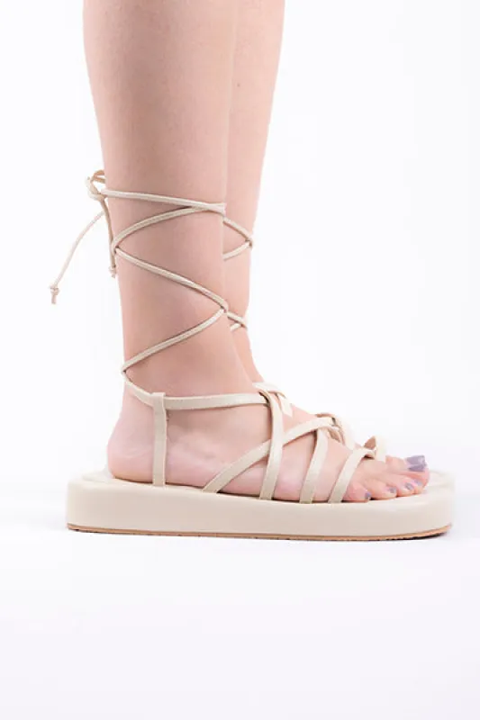 Sandalias planas lace up sold by Shasa