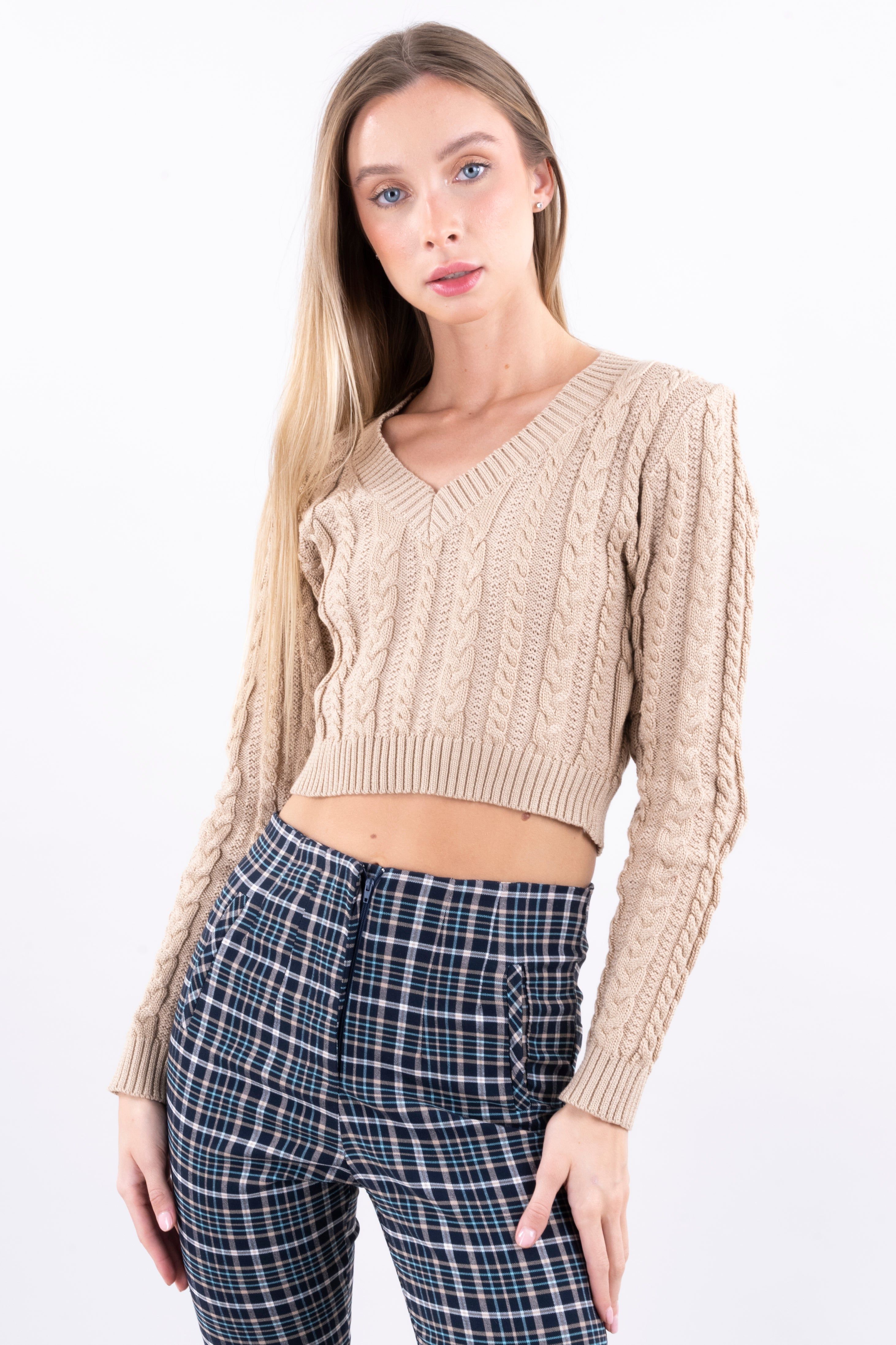 Suéter crop punto cuello v sold by Shasa product image thumbnail 2