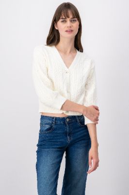 Cárdigan trenzado botones perlas sold by Shasa