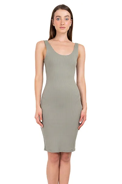 Vestido midi acanalado liso sold by Shasa