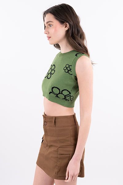 Chaleco crop tejido flores sold by Shasa product image thumbnail 3