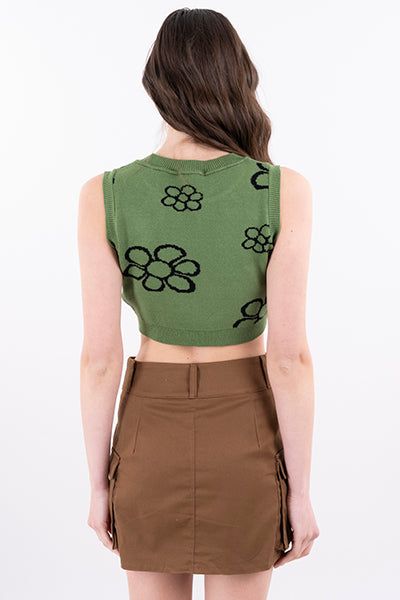 Chaleco crop tejido flores sold by Shasa product image thumbnail 4