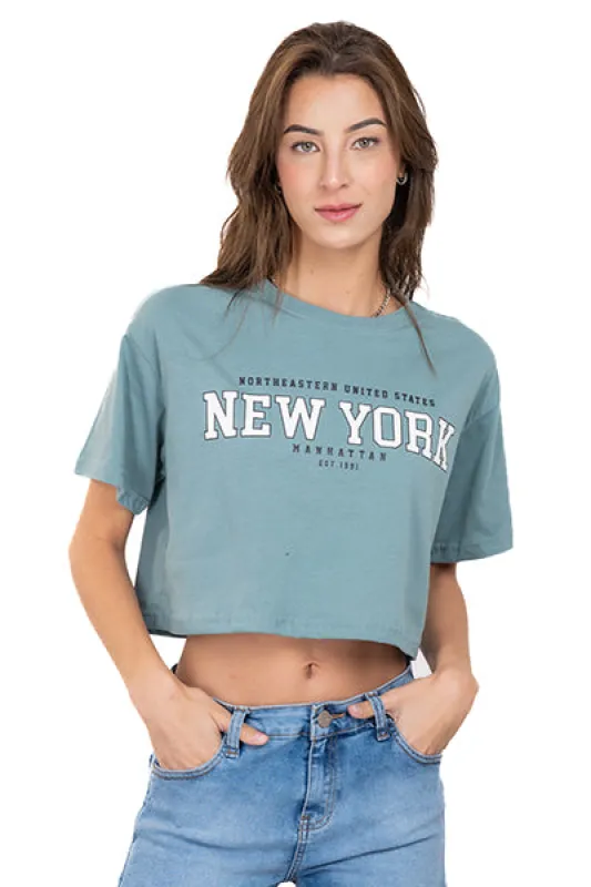 Top Crop Estampado New York sold by Shasa