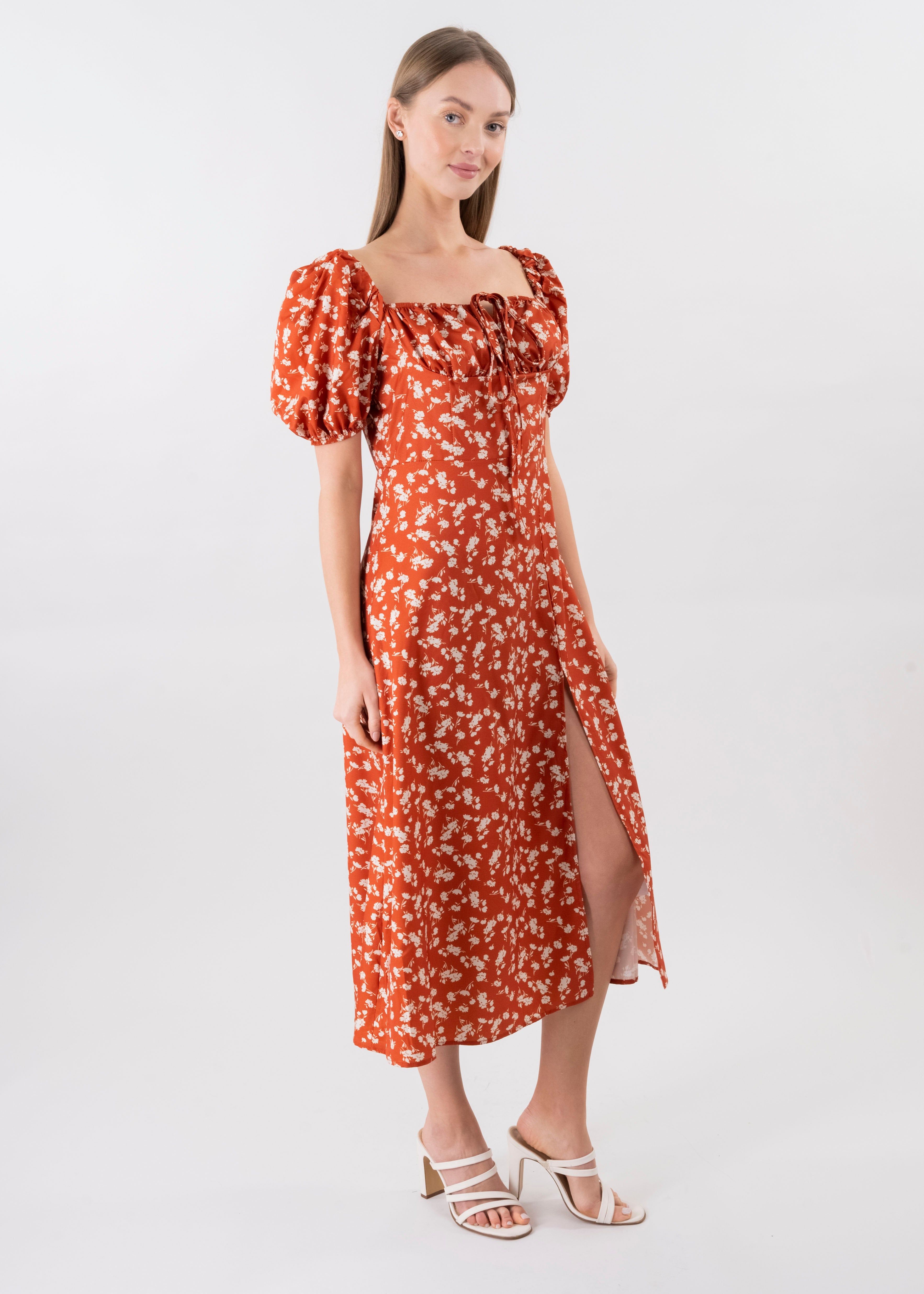 Vestido midi manga abullonada flores sold by Shasa product image thumbnail 3