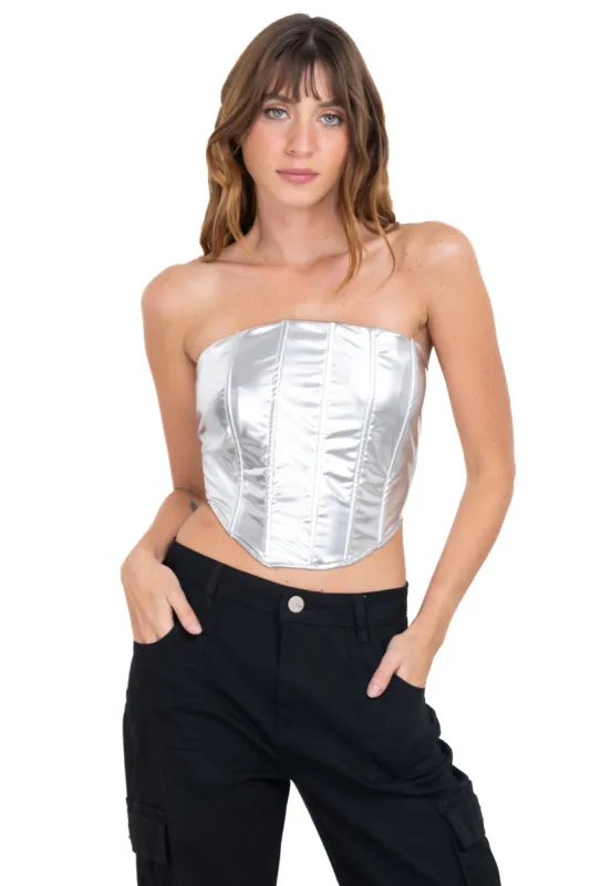 Corset metalizado efecto piel sold by Shasa