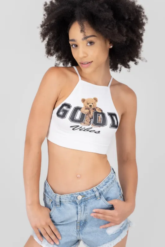 Top halter teddy rib sold by Shasa