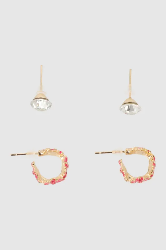 Set 2 pares aretes flores sold by Shasa