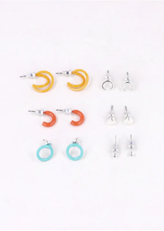 6 Pr Aretes Color sold by Shasa