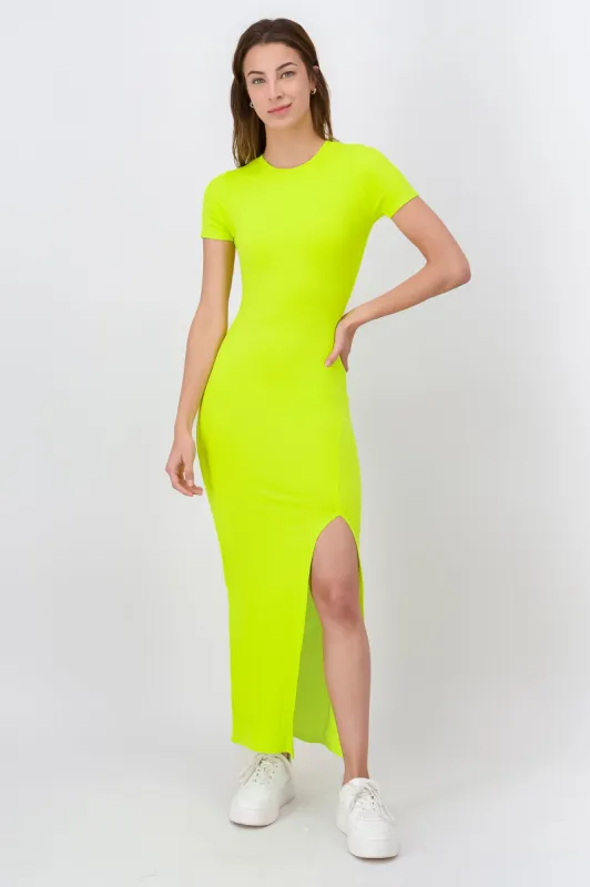 Vestido Maxi Manga Corta Abertura sold by Shasa