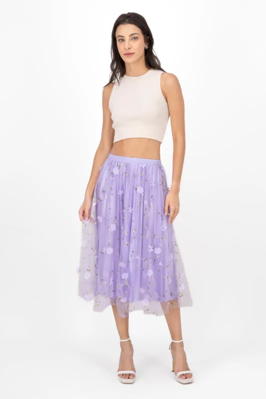 Falda Flores Bordadas De Tulle sold by Shasa