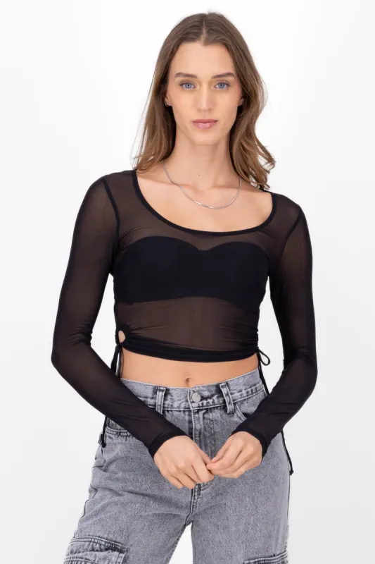 Top de manga larga de mesh liso sold by Shasa