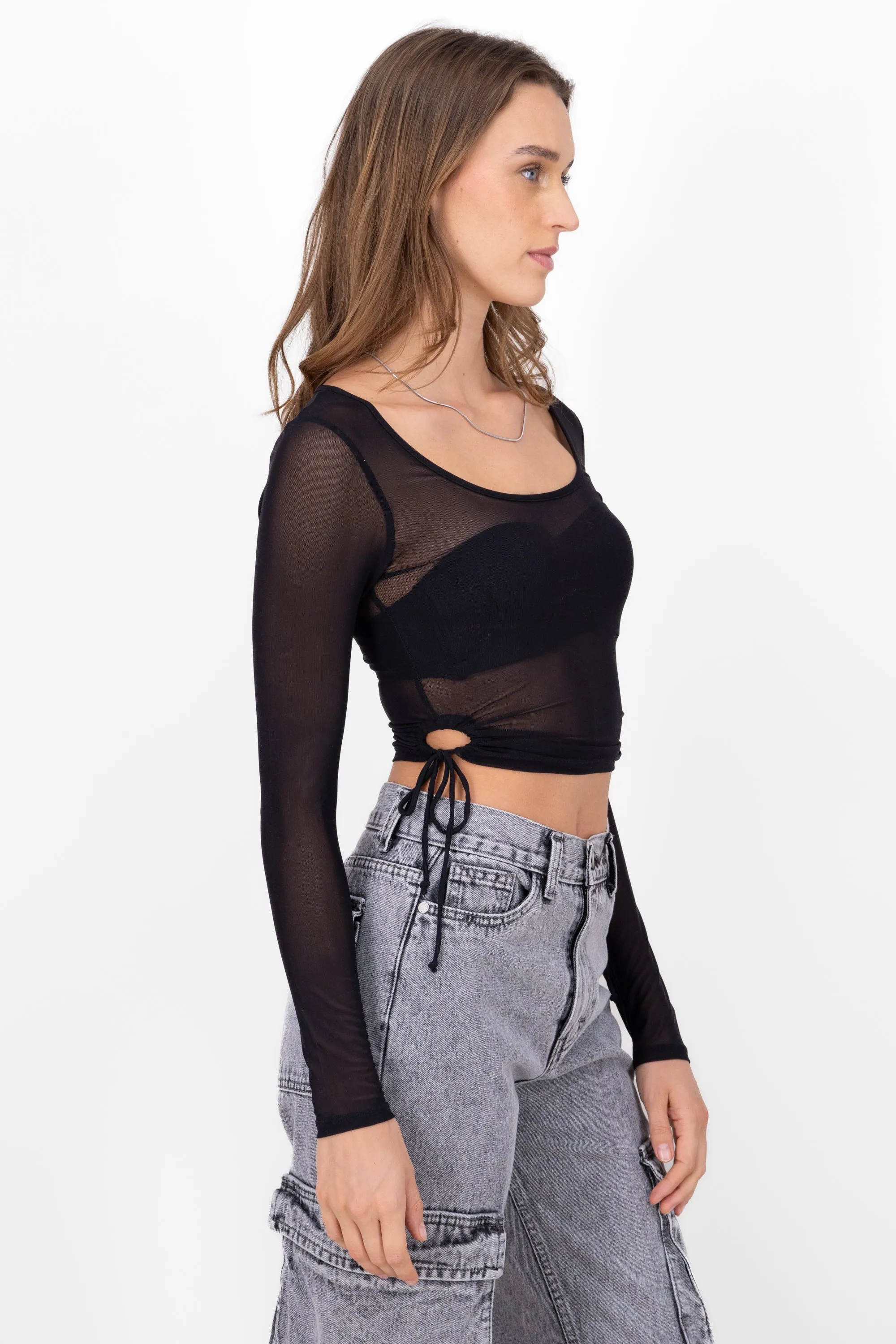 Top de manga larga de mesh liso sold by Shasa product image thumbnail 3