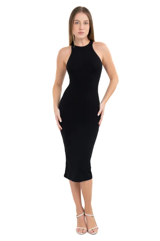 Vestido midi ajustado acanalado sold by Shasa