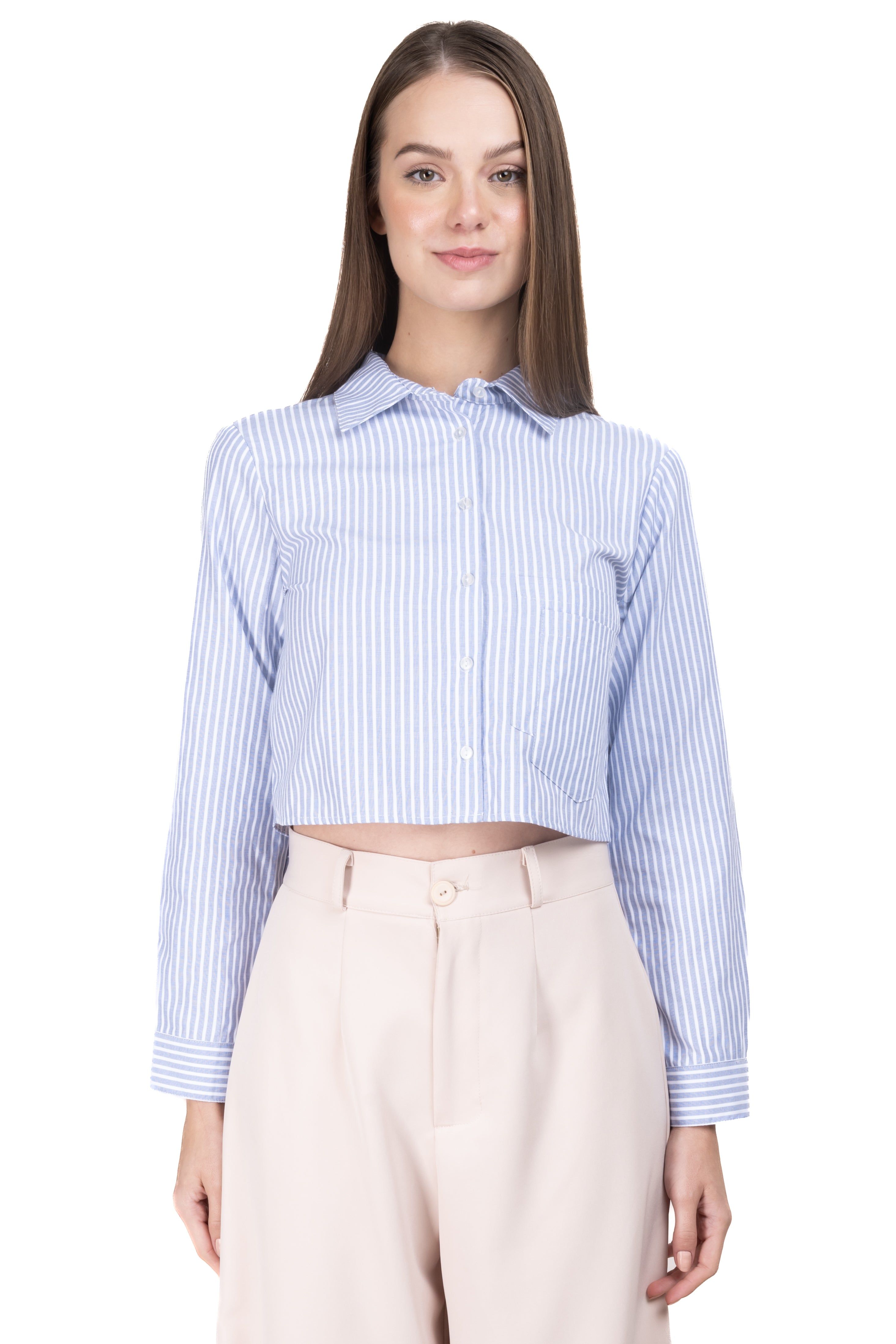 Camisa crop rayas bolsillos doble sold by Shasa product image thumbnail 2