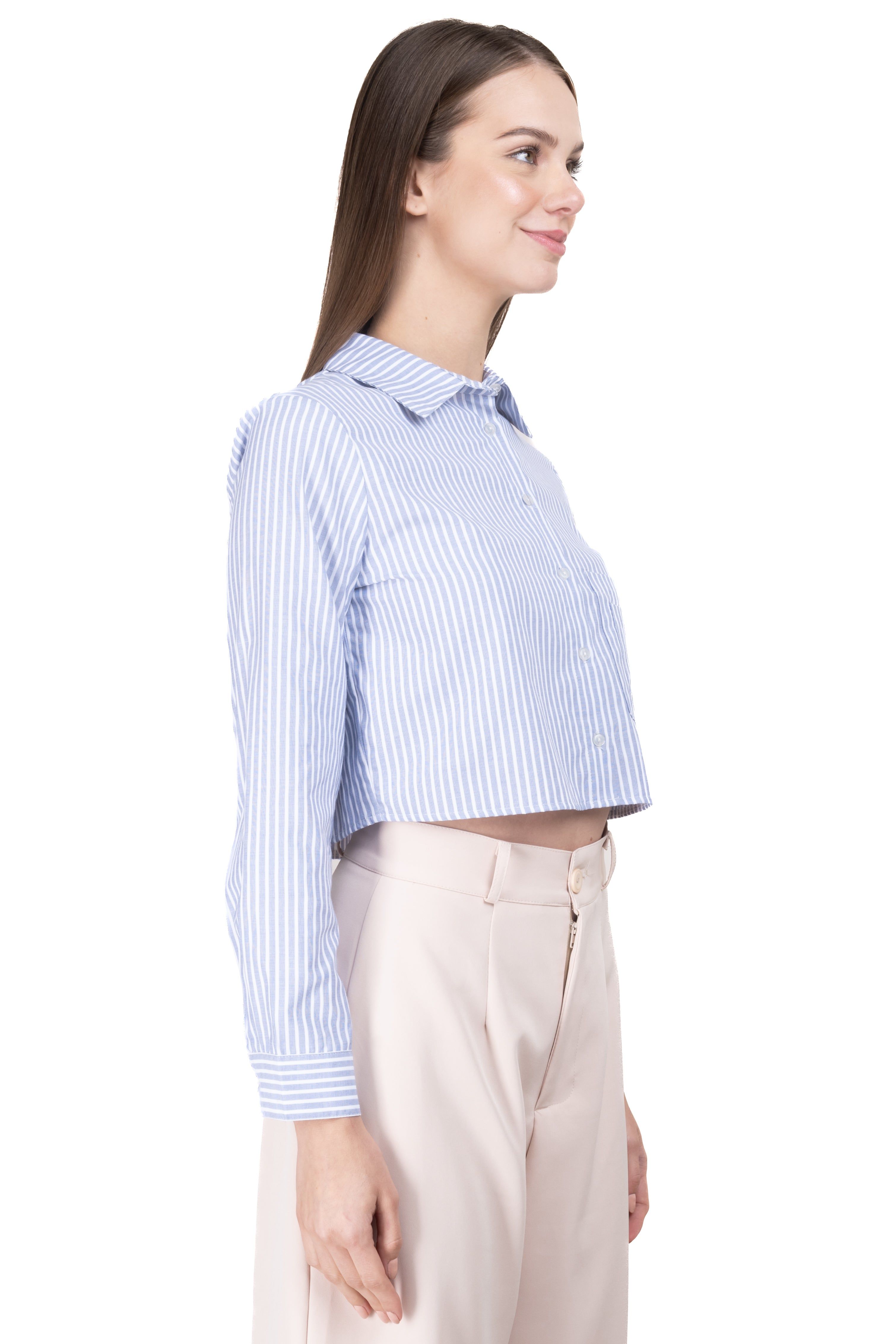 Camisa crop rayas bolsillos doble sold by Shasa product image thumbnail 3