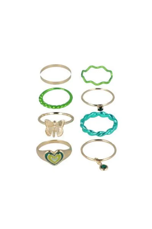 Set 8 anillos diseño bicolor sold by Shasa