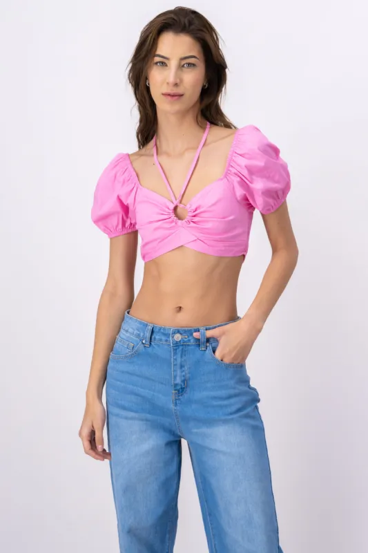 Crop Top Halter Manga Corta Globo sold by Shasa