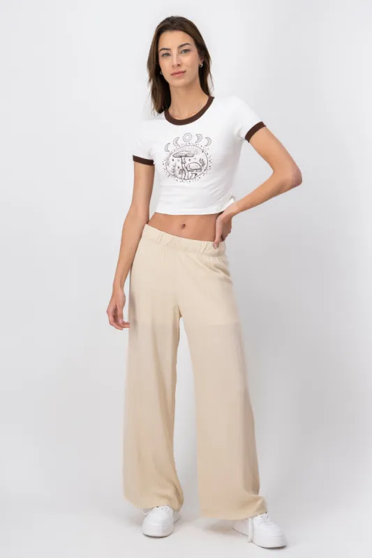 【BAON】Manori banding wide cotton pants Amomento Cotton Banding Wide Pants in Black | Parallel