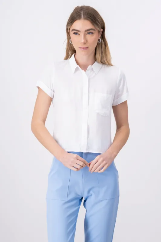 Camisa crop manga corta bolso sold by Shasa