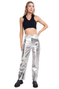 Pantalón recto metálico sold by Shasa