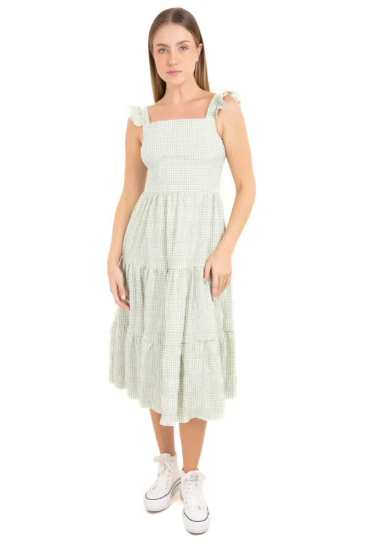 Vestido midi olanes cuadros sold by Shasa