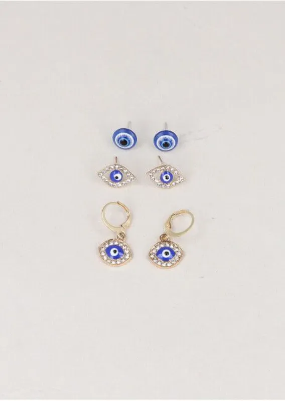 3 Pr Aretes Ojos sold by Shasa