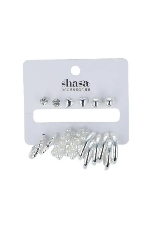 Set 6 pares arracadas multidiseño sold by Shasa