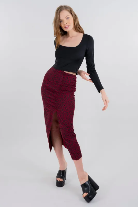 Falda Midi Animal Print Abertura Pierna sold by Shasa