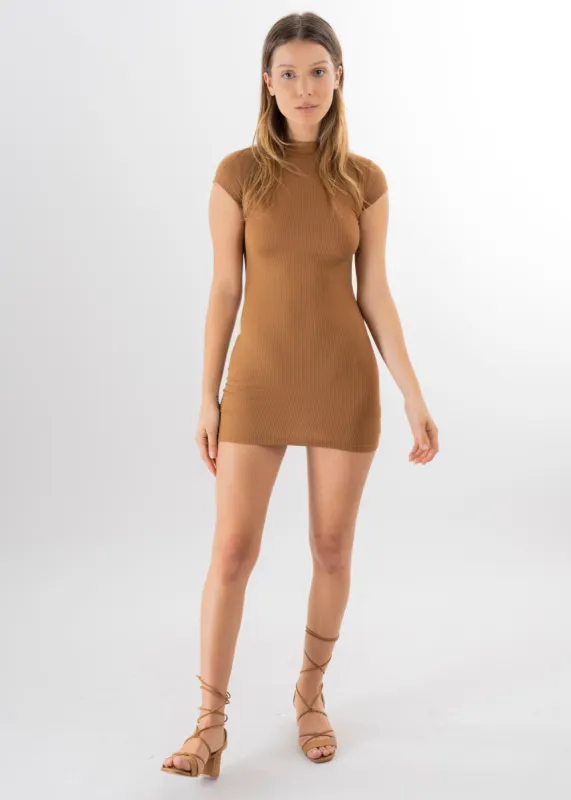 Vestido mini acanalado cuello alto sold by Shasa