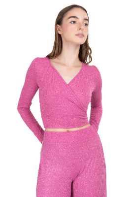 Top acanalado cruzado brillos sold by Shasa