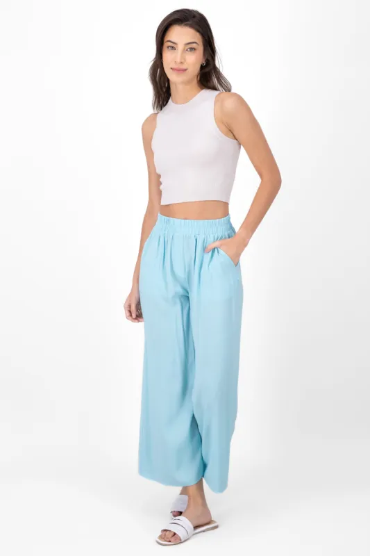 Pantalón Wide Leg Cintura Alta Fruncida sold by Shasa