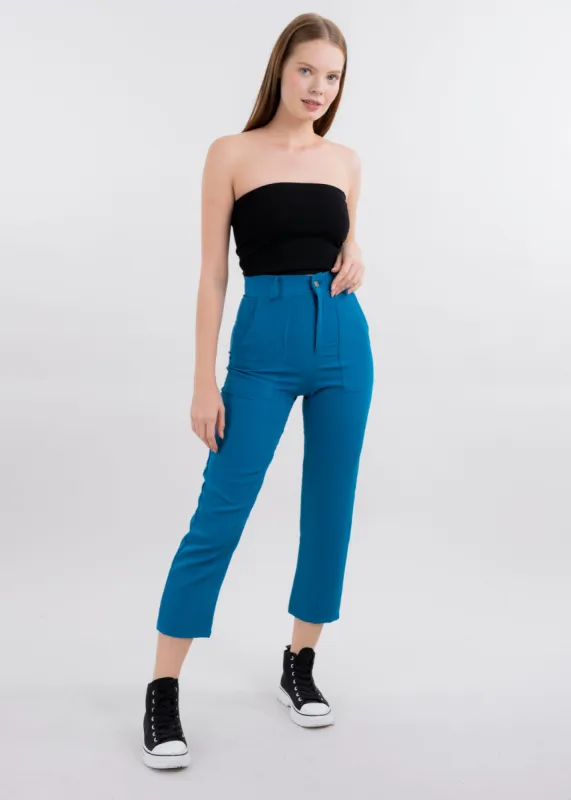 Pantalón Cintura Alta Capri Bolsas sold by Shasa