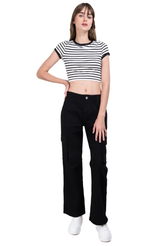 Jeans straight cargo monocolor sold by Shasa