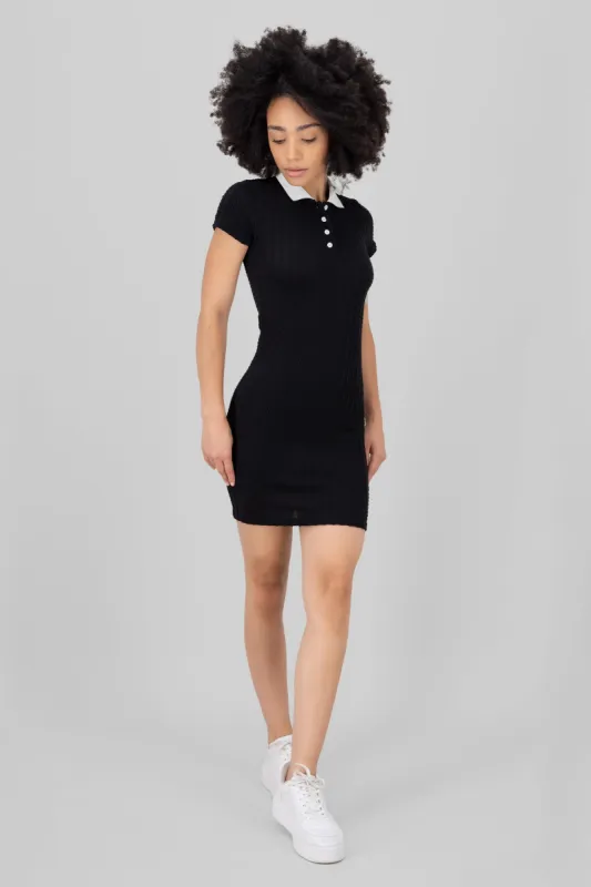 Vestido mini textura con cuello polo sold by Shasa