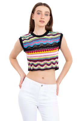 Chaleco crop crochet multicolor sold by Shasa
