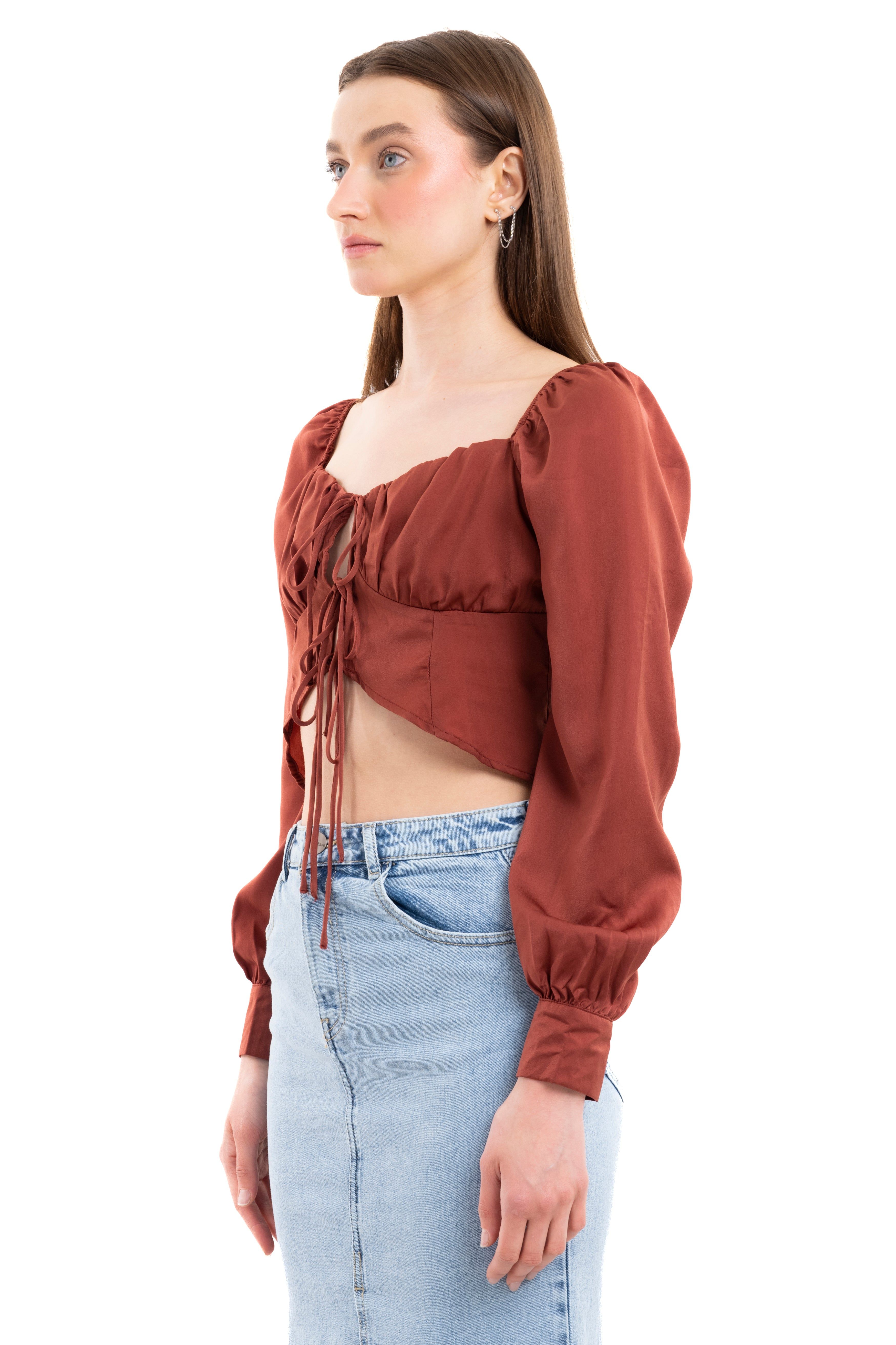 Blusa crop cintas botones sold by Shasa product image thumbnail 3