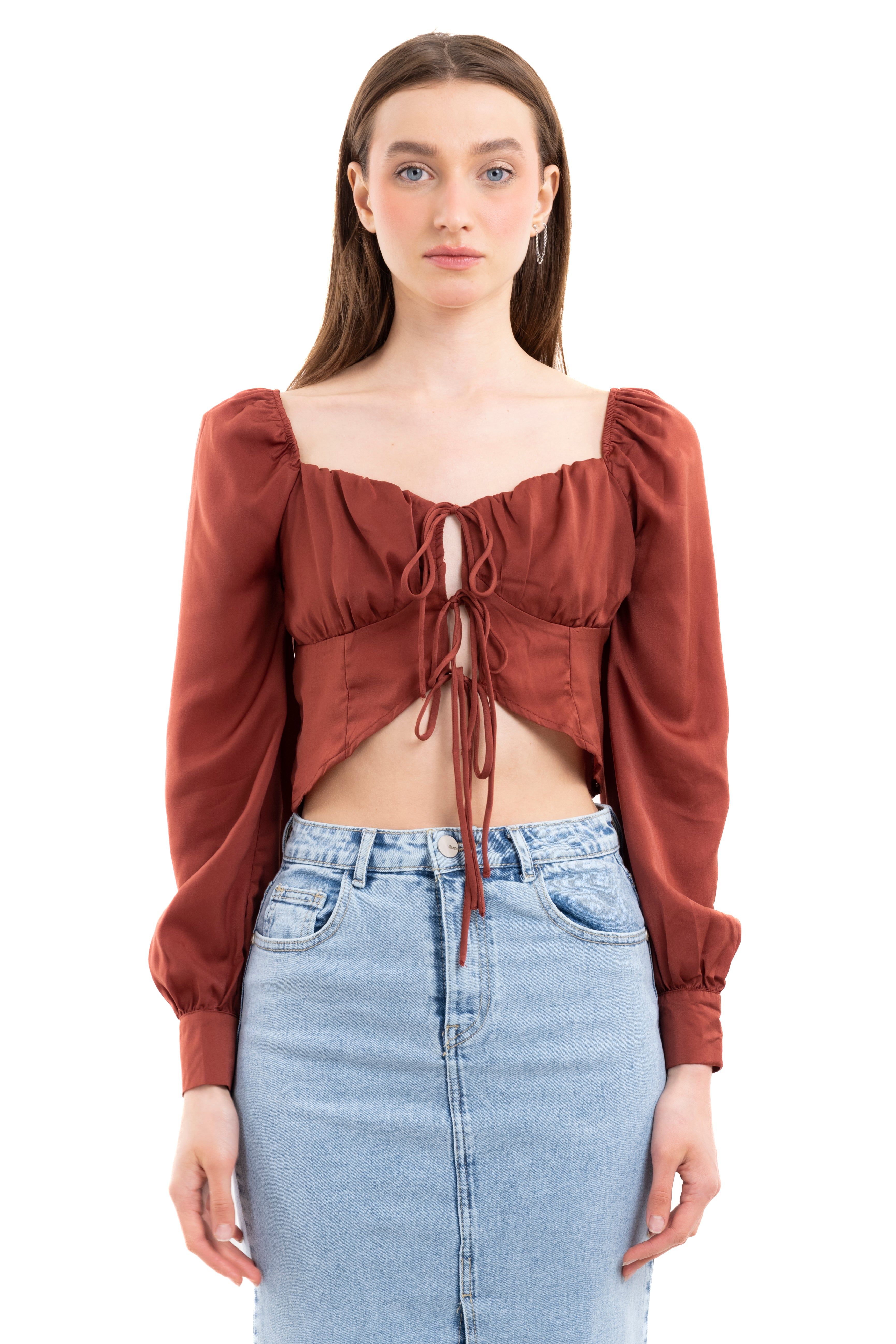 Blusa crop cintas botones sold by Shasa product image thumbnail 2